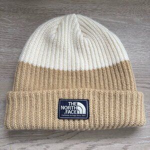 The North Face Knit Two Tone Tan Cream Unisex Beanie One Size